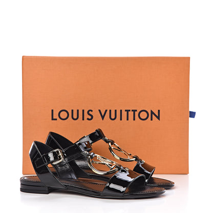 Louis Vuitton Patent Carioca Flat Sandals 37 Black 10 of 10