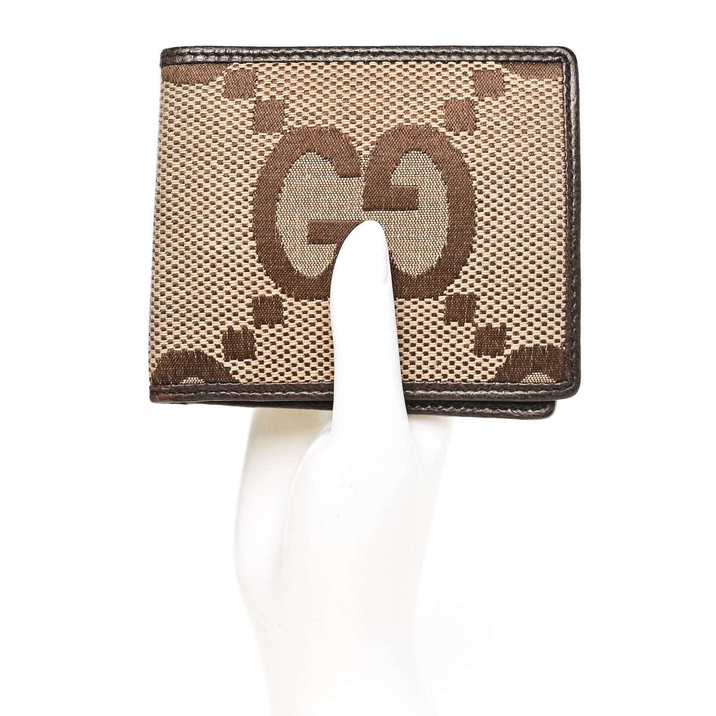 Monogram Jumbo GG Textured Dollar Calfskin Wallet Camel Ebony New Acero