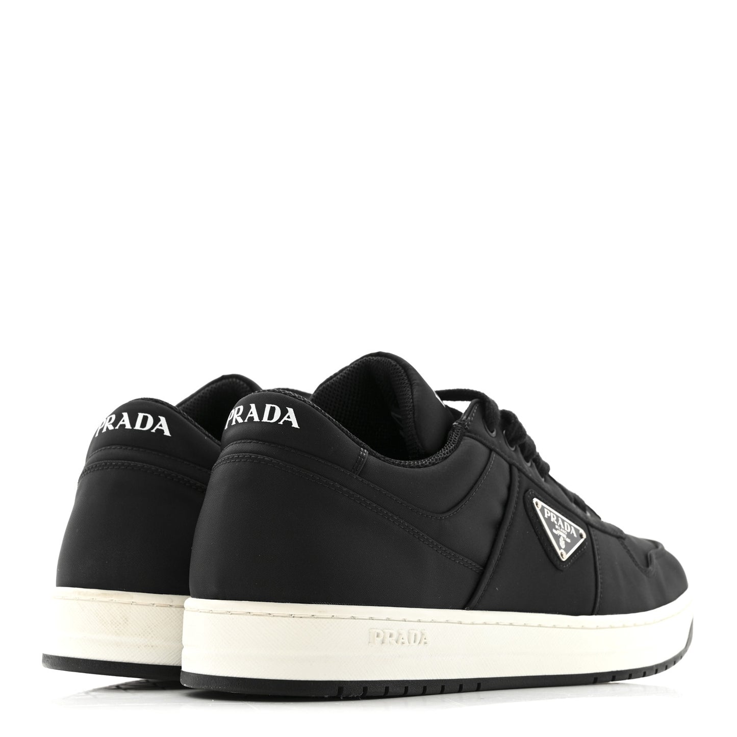 Re-Nylon Gabardine Metal Triangle Logo Mens Downtown Low Top Sneakers 9 Black