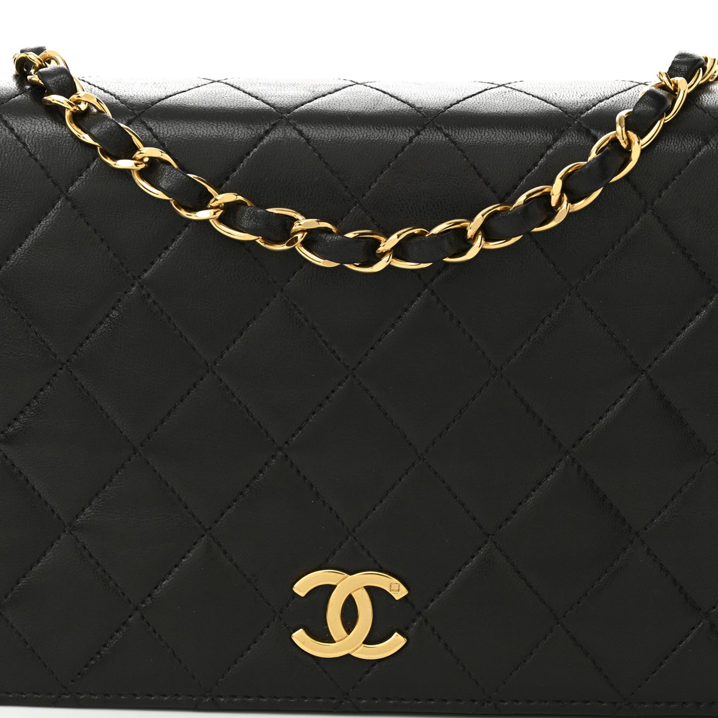 Lambskin Quilted Small Single Flap Bag Black