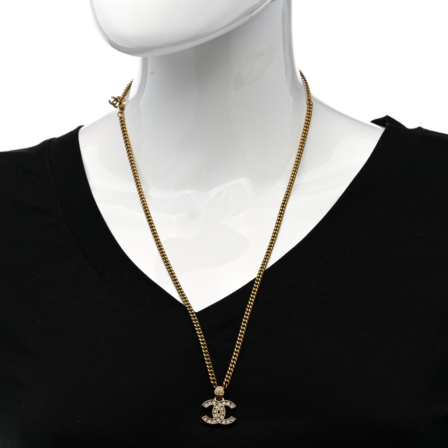 Chanel Crystal CC Necklace Gold 2 of 6