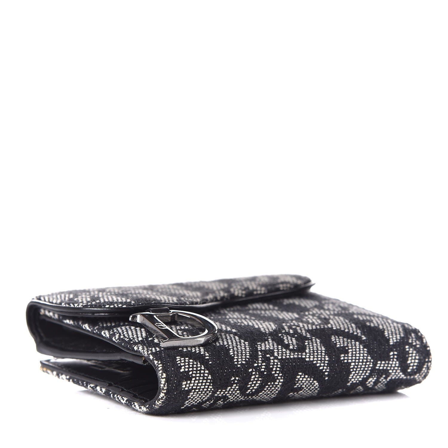 Christian Dior Monogram Compact Saddle Wallet Black 4 of 8
