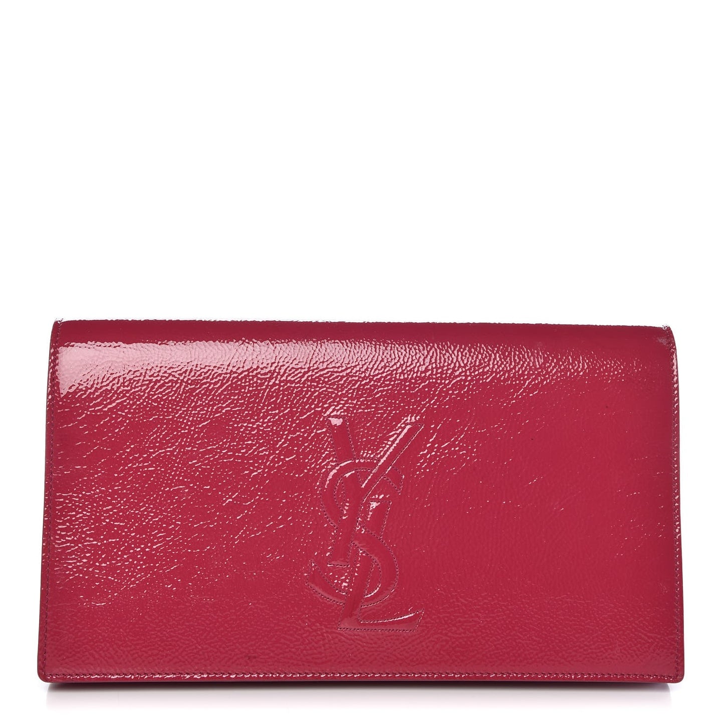 Textured Patent Large Belle De Jour Clutch Fuchsia