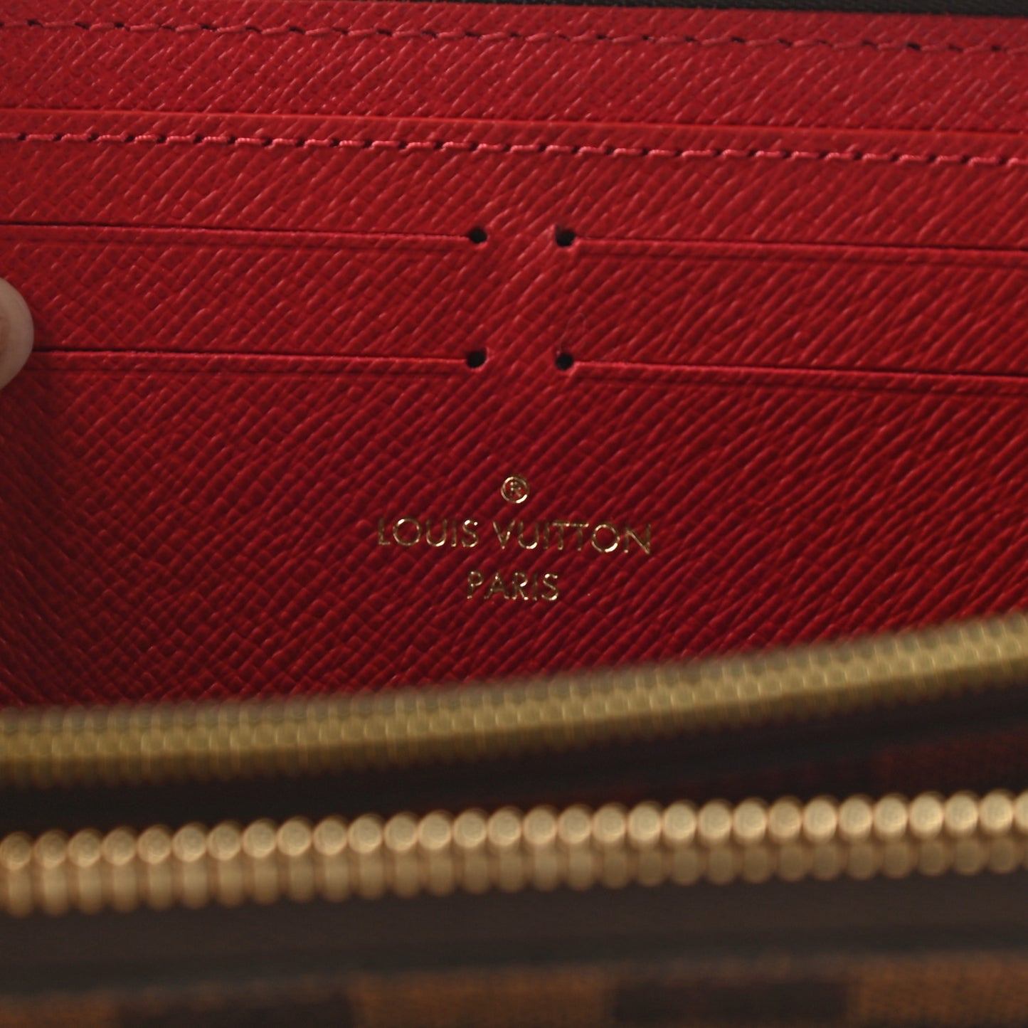 Damier Ebene Clemence Wallet Cherry