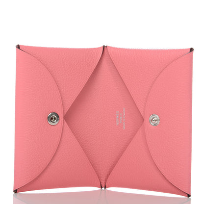 Hermes Evercolor Calvi Card Case Rose Azalee 5 of 8