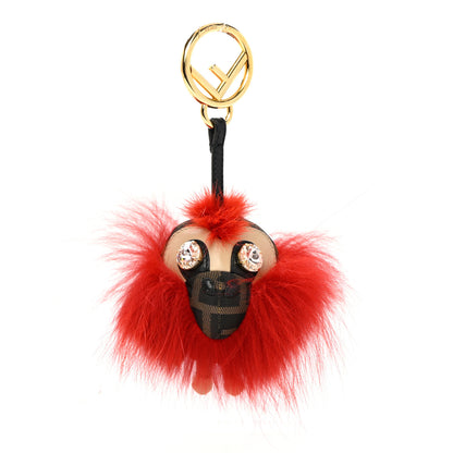 Fendi Fox Fur Nappa Zucca Zucchino F is Fendi Space Monkey Bag Charm Tobacco Fragola 1 of 5