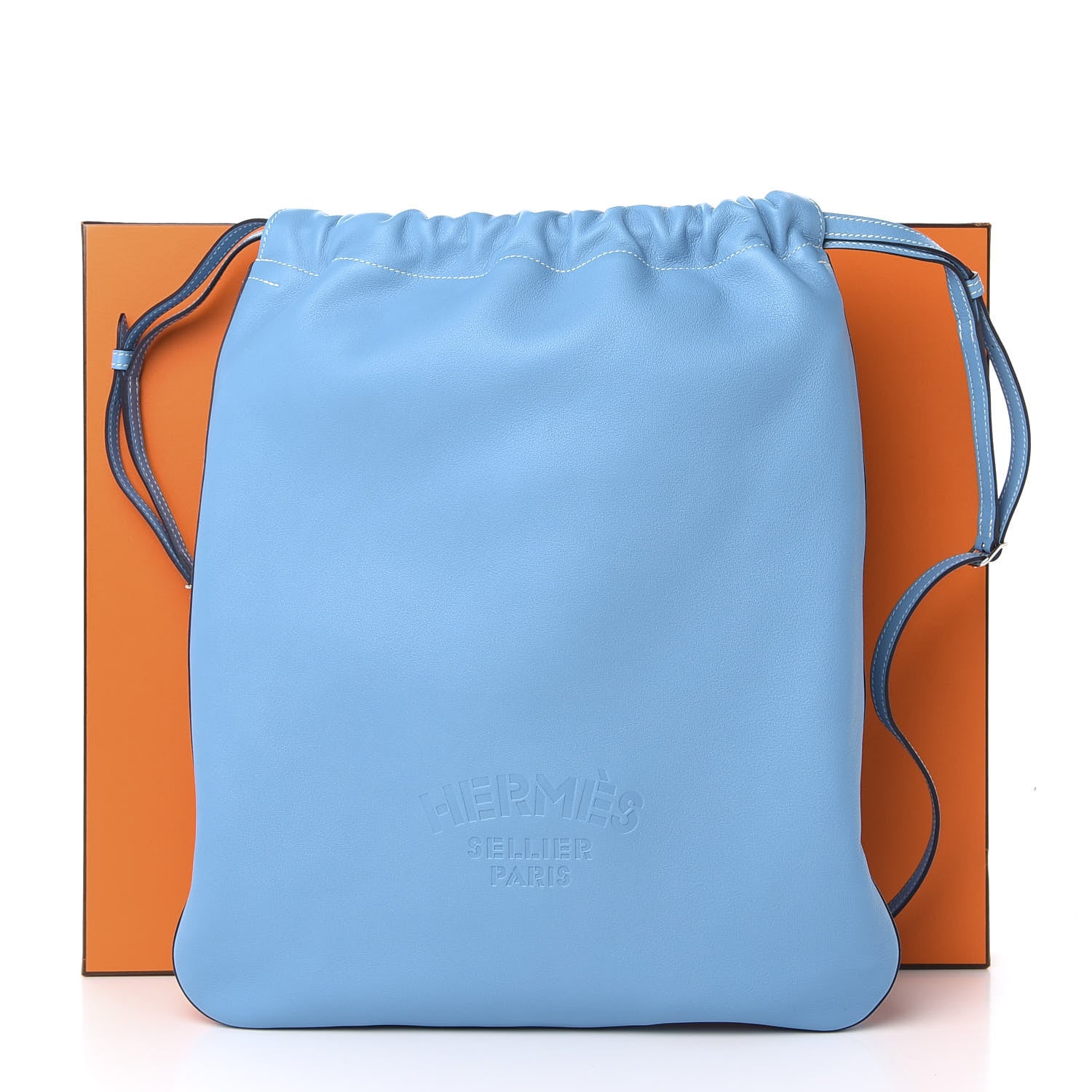 Hermes Cheri Calfskin Bridado Backpack Bleu Du Nord 10 of 10