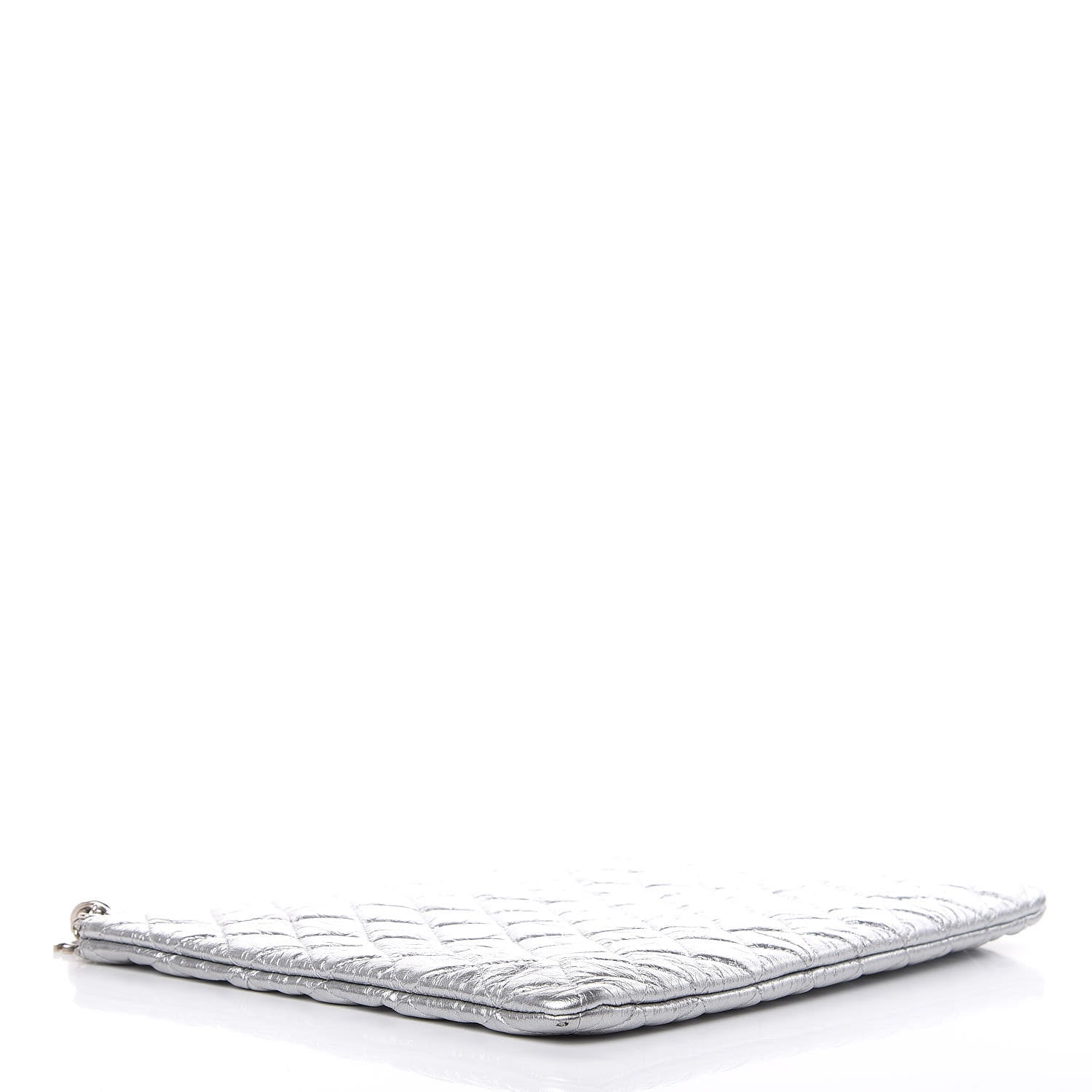 Chanel Metallic Calfskin Quilted Large Cosmo Cosmetic Case Silver 4 of 13