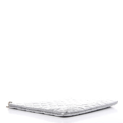 Chanel Metallic Calfskin Quilted Large Cosmo Cosmetic Case Silver 4 of 13
