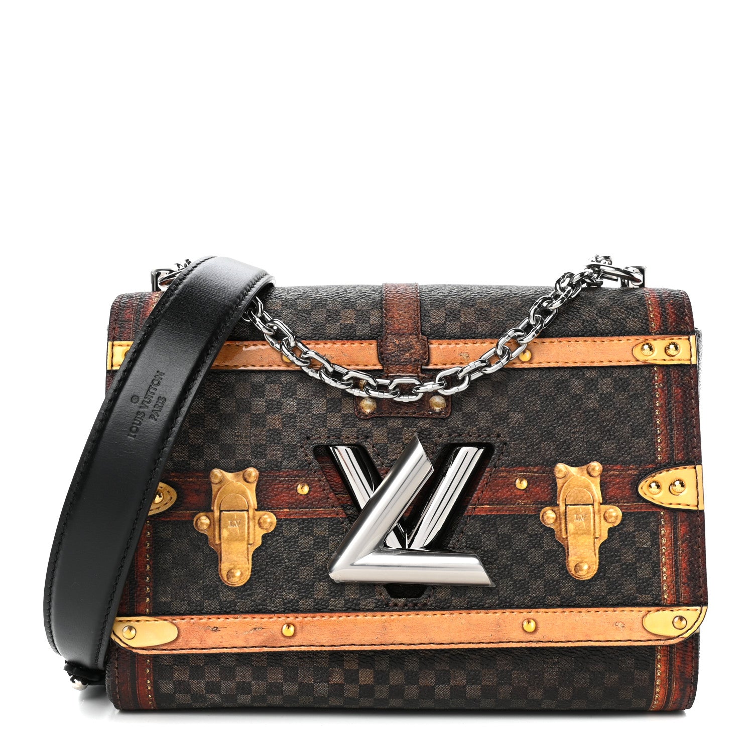 Louis Vuitton Transformed Damier Ebene Time Trunk Twist Shoulder Bag MM Black 1 of 5