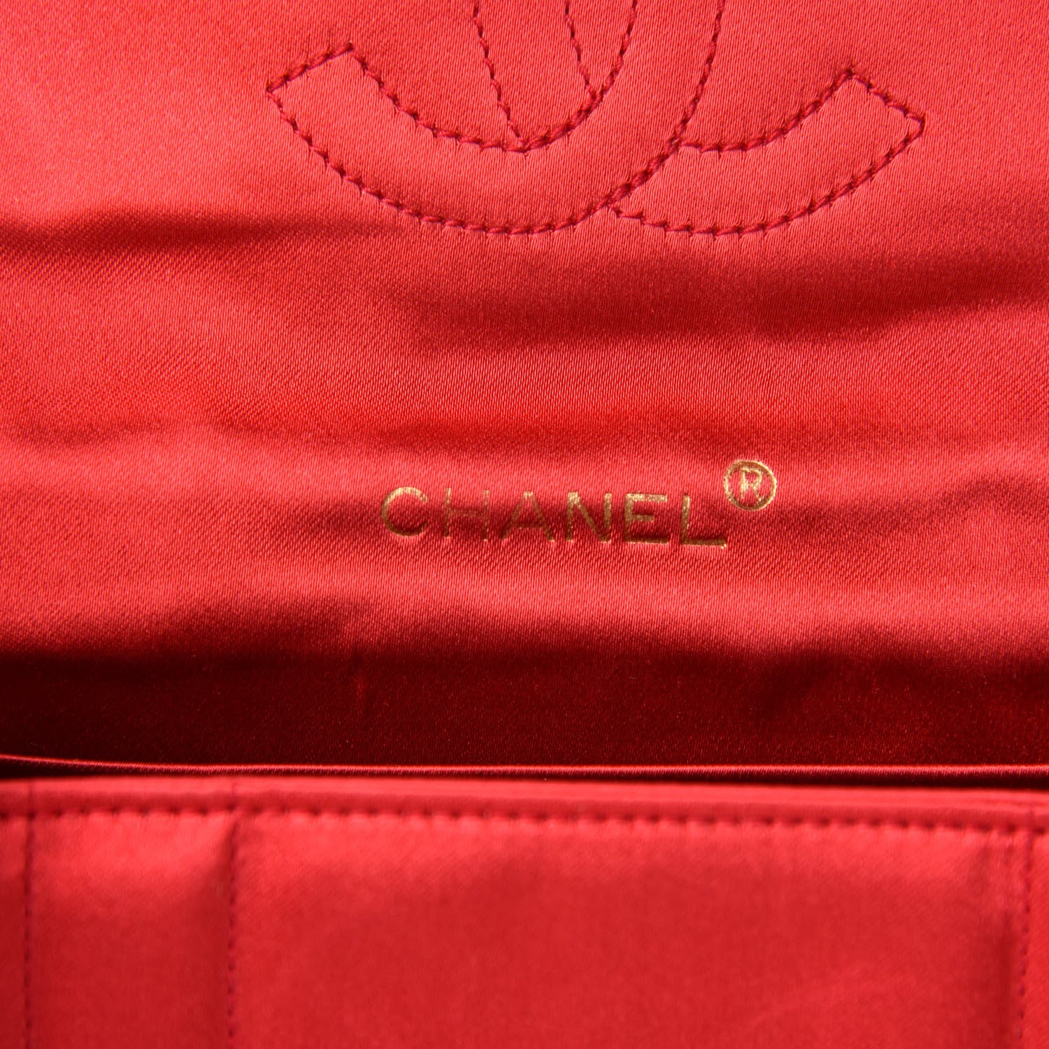 Chanel Satin Quilted Flap Shoulder Bag Red 10 of 12