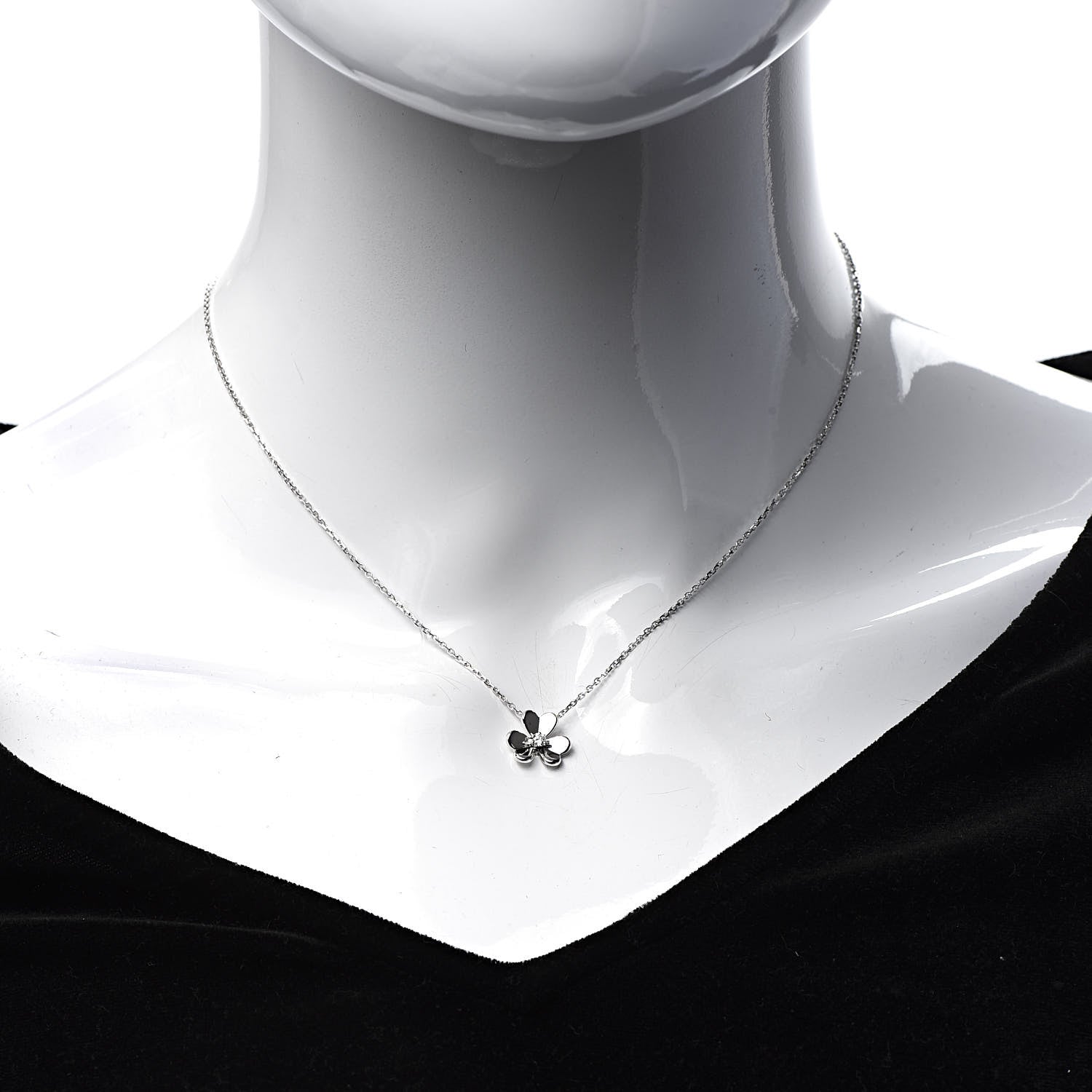 Van Cleef & Arpels 18K White Gold Diamond Mini Frivole Pendant Necklace 2 of 7
