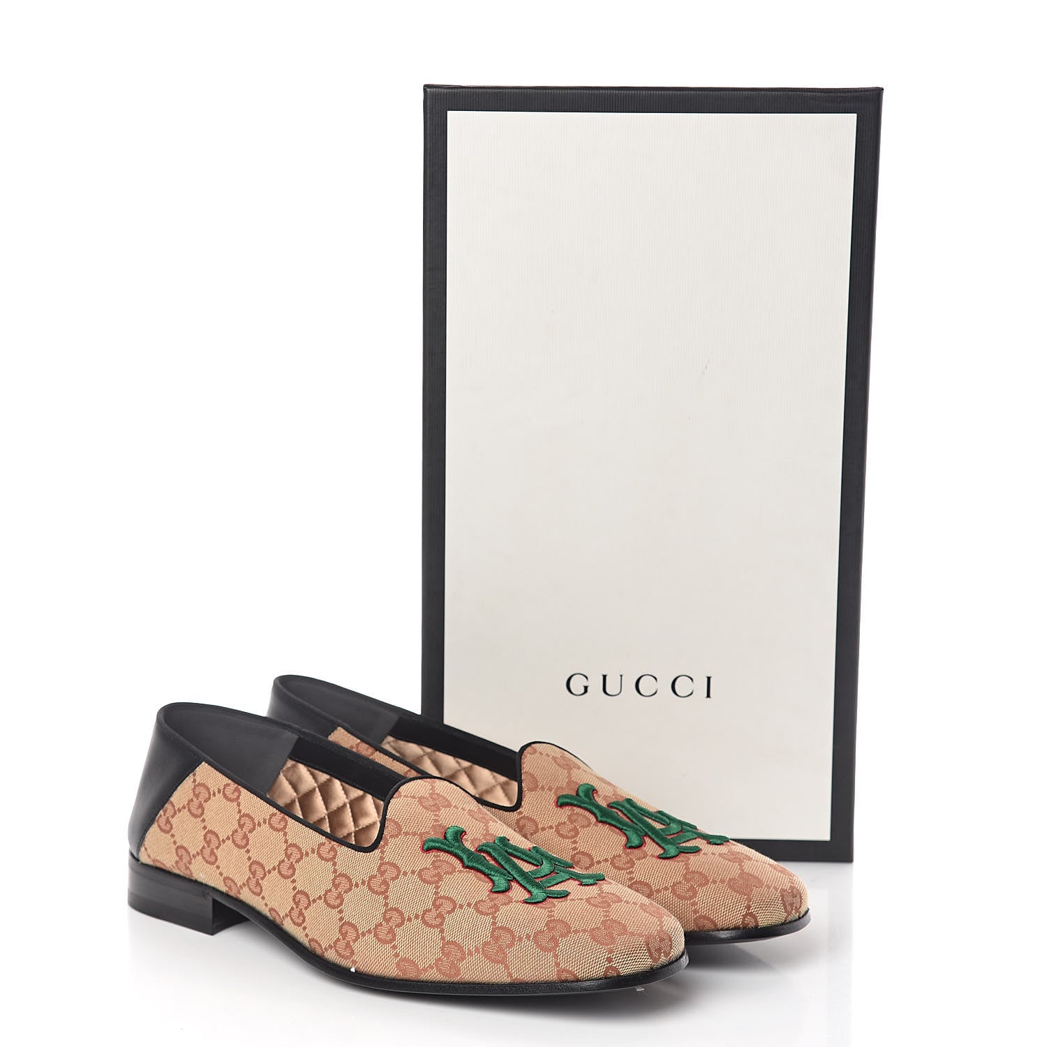Gucci X MLB GG Monogram LA Dodgers Embroidered Mens Loafers 9 Beige Ruggine Black 8 of 8