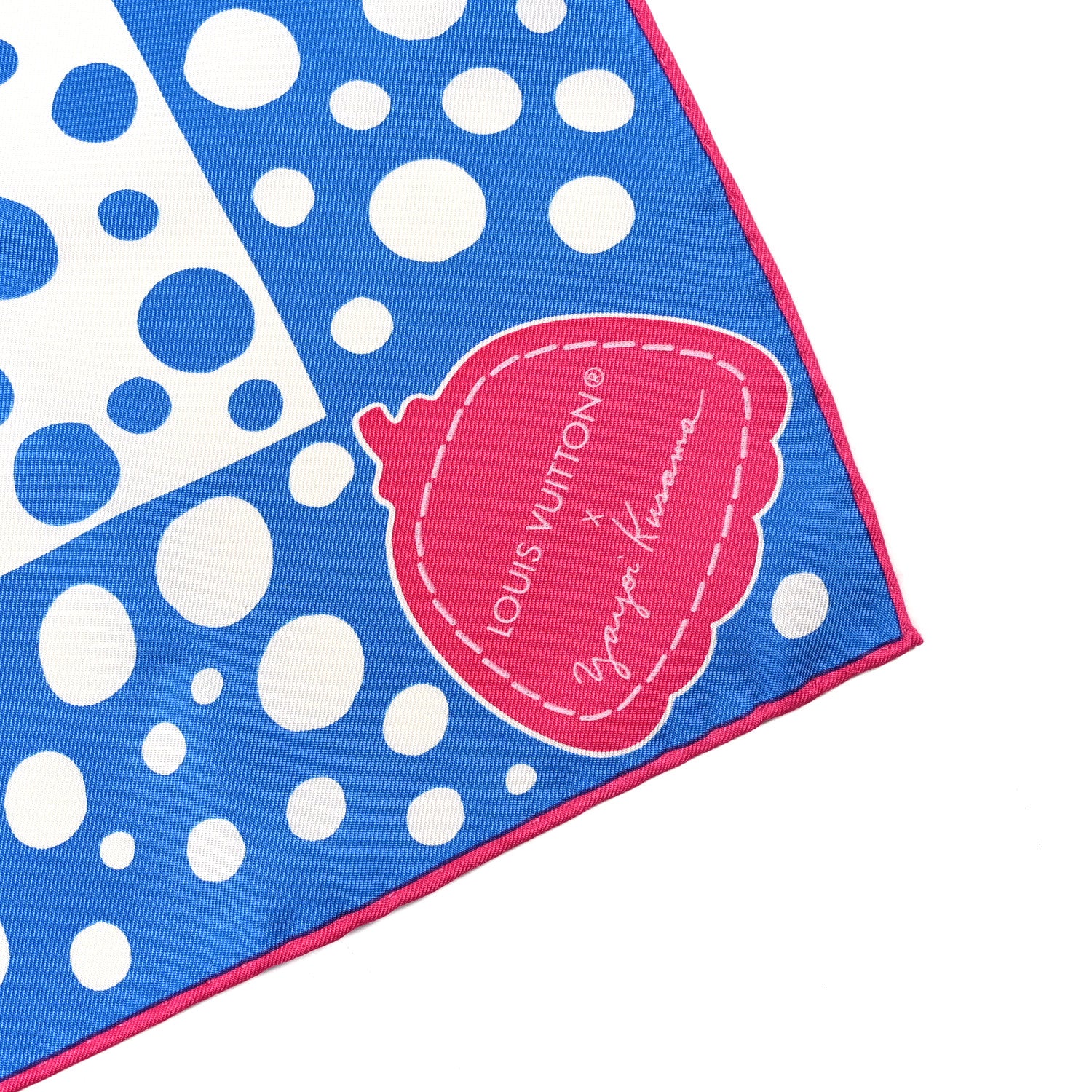 Louis Vuitton LV x YK Silk Monogram Dots Scarf 45 Blue Fuchsia 2 of 3