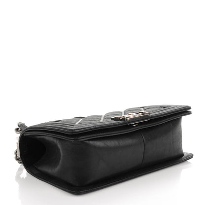 Chanel Iridescent Calfskin Embellished Double Stitch Medium Boy Flap Black 4 of 7