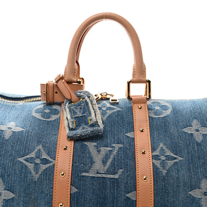 Louis Vuitton Denim Monogram New LV Remix Keepall Bandouliere 45 Blue 6 of 12