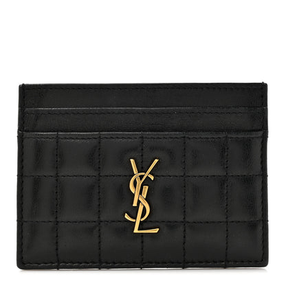 Saint Laurent Lambskin Carre Quilted Cassandre Credit Card Case Black 1 of 10