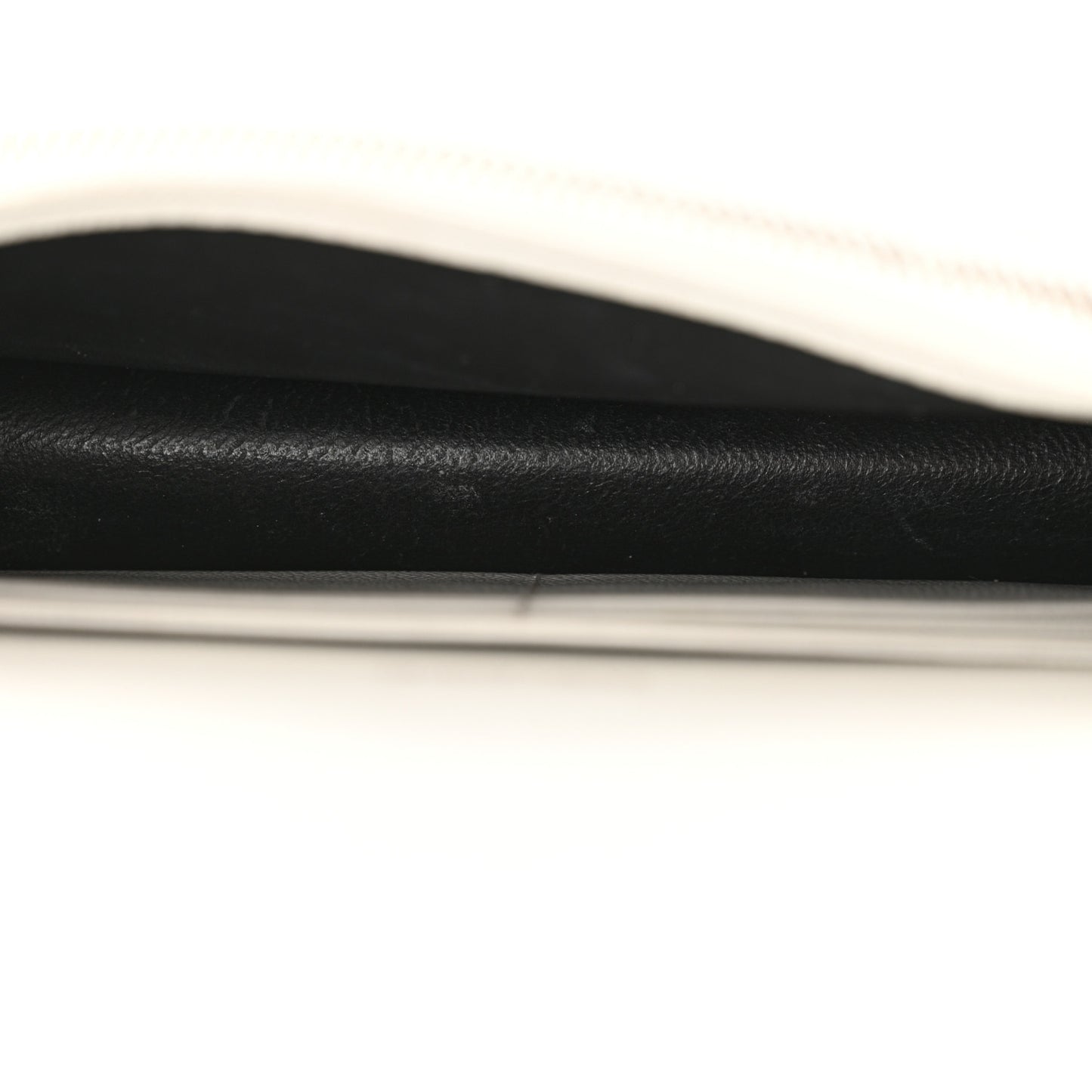 Grain De Poudre Matelasse Chevron Monogram Envelope Chain Wallet Optical White