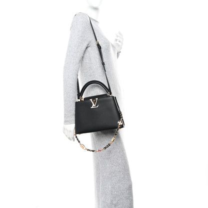 Louis Vuitton Taurillon Enamel Flower Padlock Chain Capucines BB Black 2 of 9