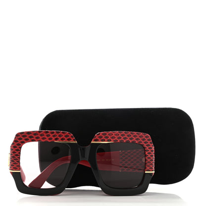 Gucci Snakeskin Acetate Square Sunglasses GG0484S Black Red 9 of 9