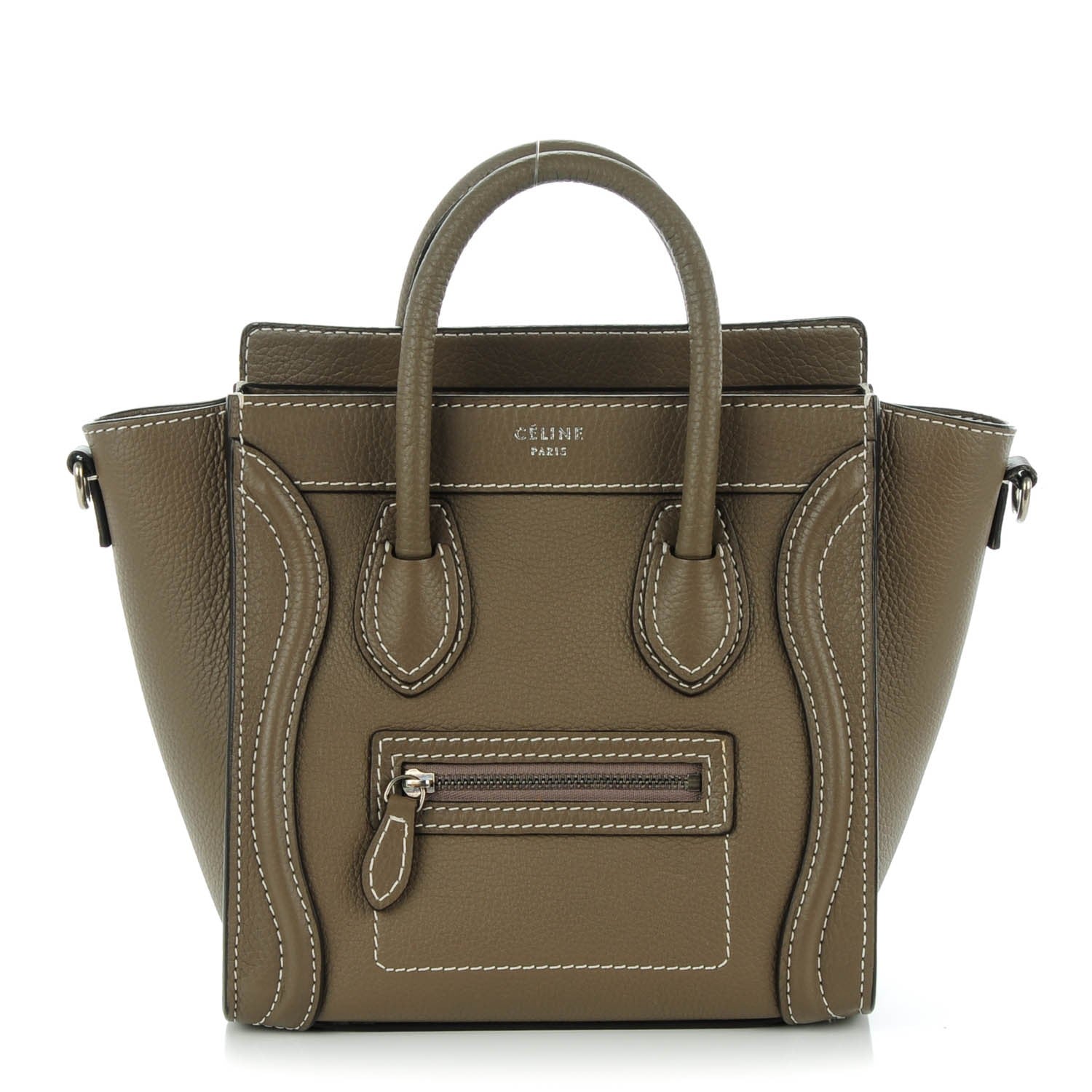 Celine Drummed Calfskin Nano Luggage Souris 1 of 8