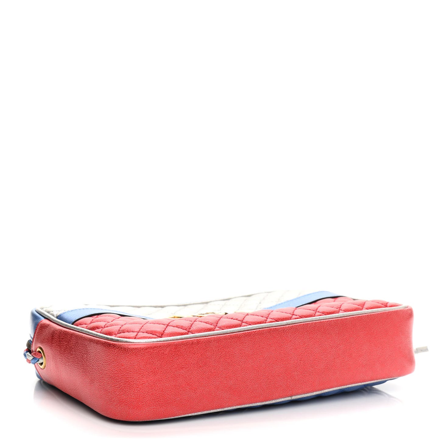 Laminated Nappa Trapuntata Small Zumi Shoulder Bag Rosso Marine Argento