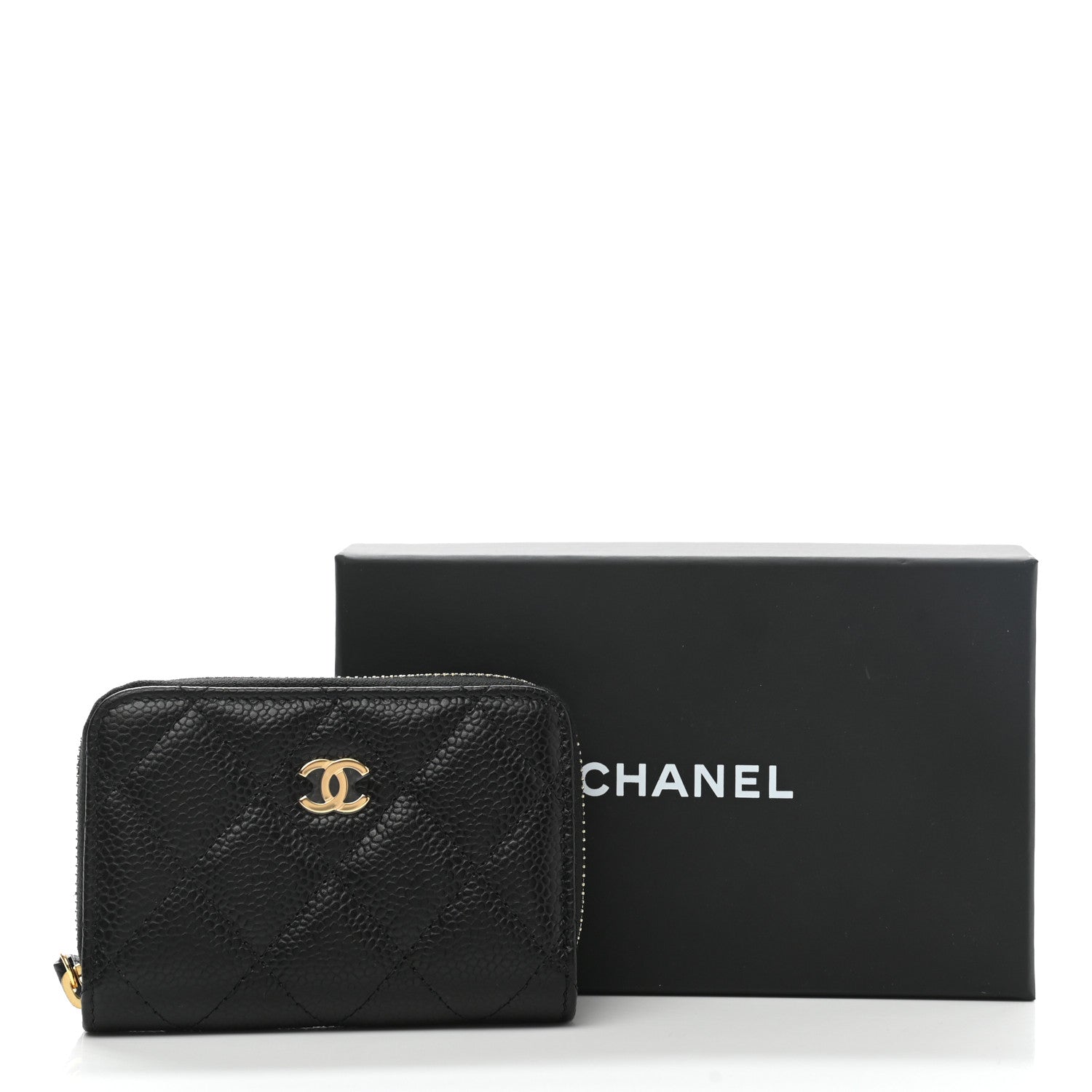 Chanel Caviar Quilted Zip Coin Purse Wallet Black 8 of 8