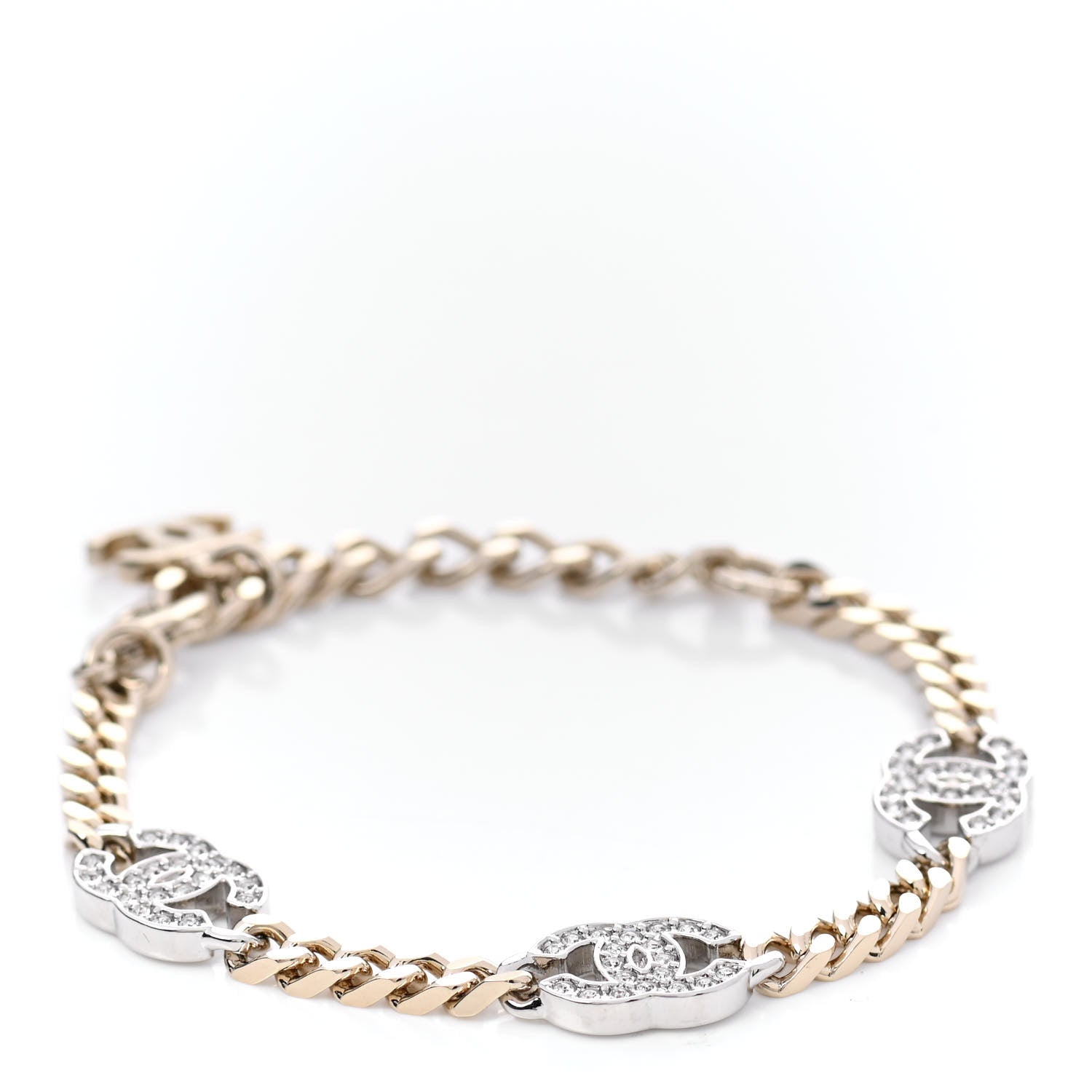 Chanel Crystal CC Chain Bracelet Gold Silver 1 of 4