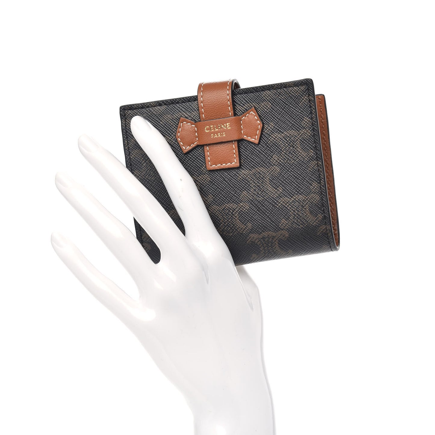 Canvas Triomphe Small Strap Wallet Tan