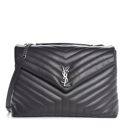 Saint Laurent Calfskin Y Quilted Monogram Large Loulou Chain Satchel Grey 1 of 7