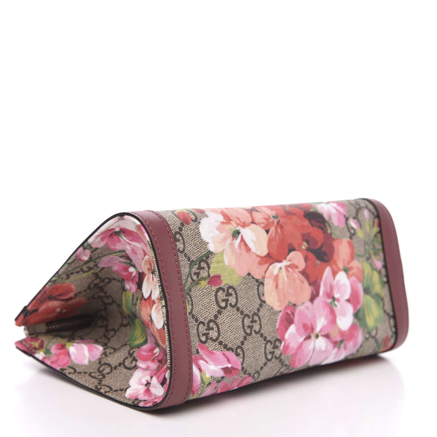 Gucci GG Supreme Monogram Blooms Small Cosmetic Case Beige Multicolor Dry Rose 4 of 11