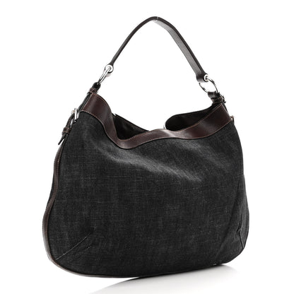Prada Washed Denim Logo Hobo Black Caffe 3 of 11