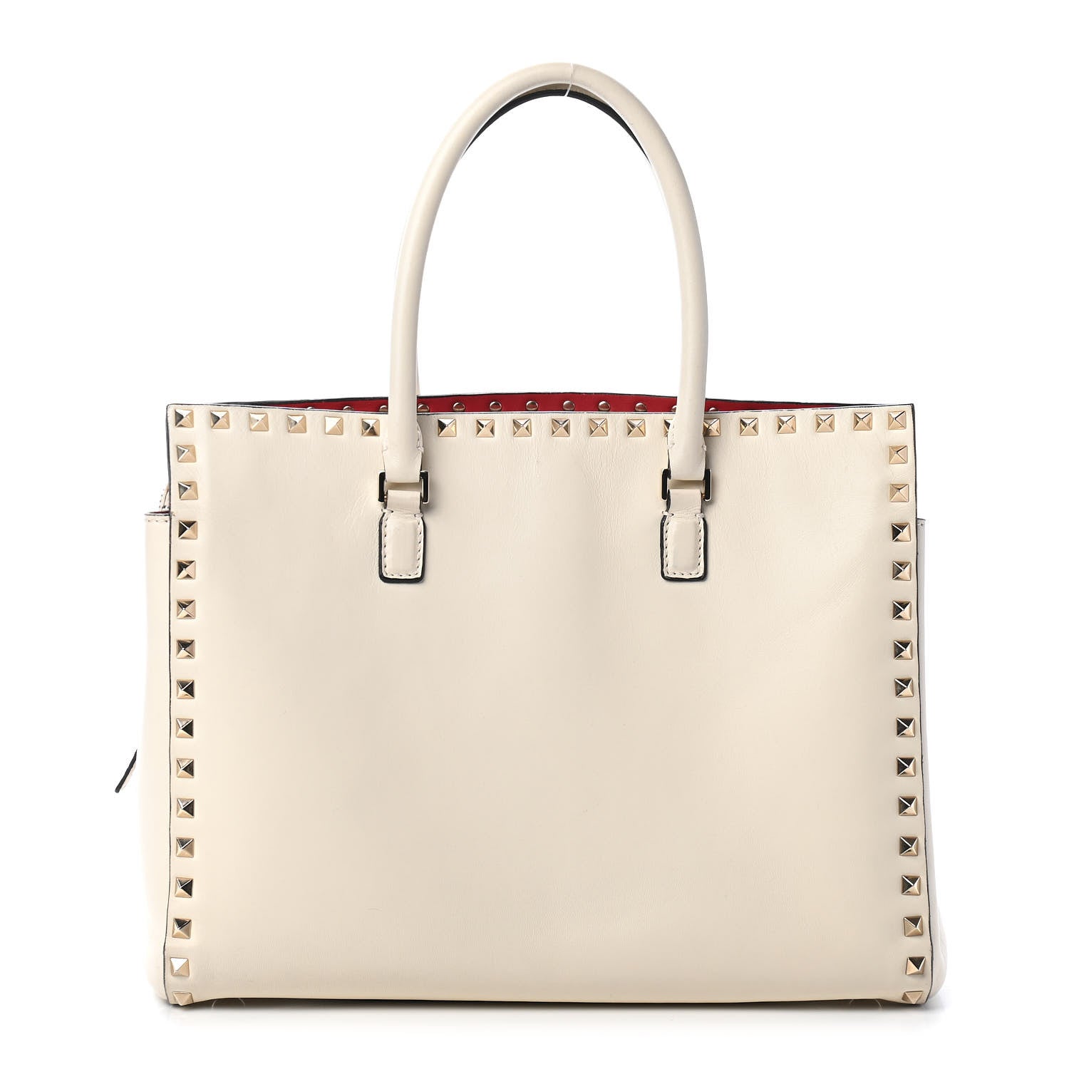 Valentino Garavani Vitello Small Rockstud Top Handle Tote Ivory 1 of 8