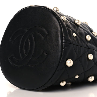 Chanel Lambskin Quilted Pearl About Pearls Drawstring Bag Black 10 of 10