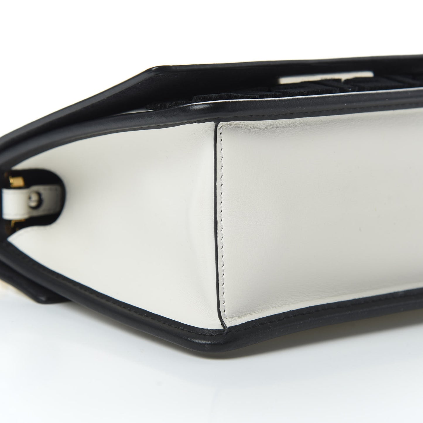 Vitello Century Velvet F is Fendi FF Embroidered Small Kan I Shoulder Bag White Black
