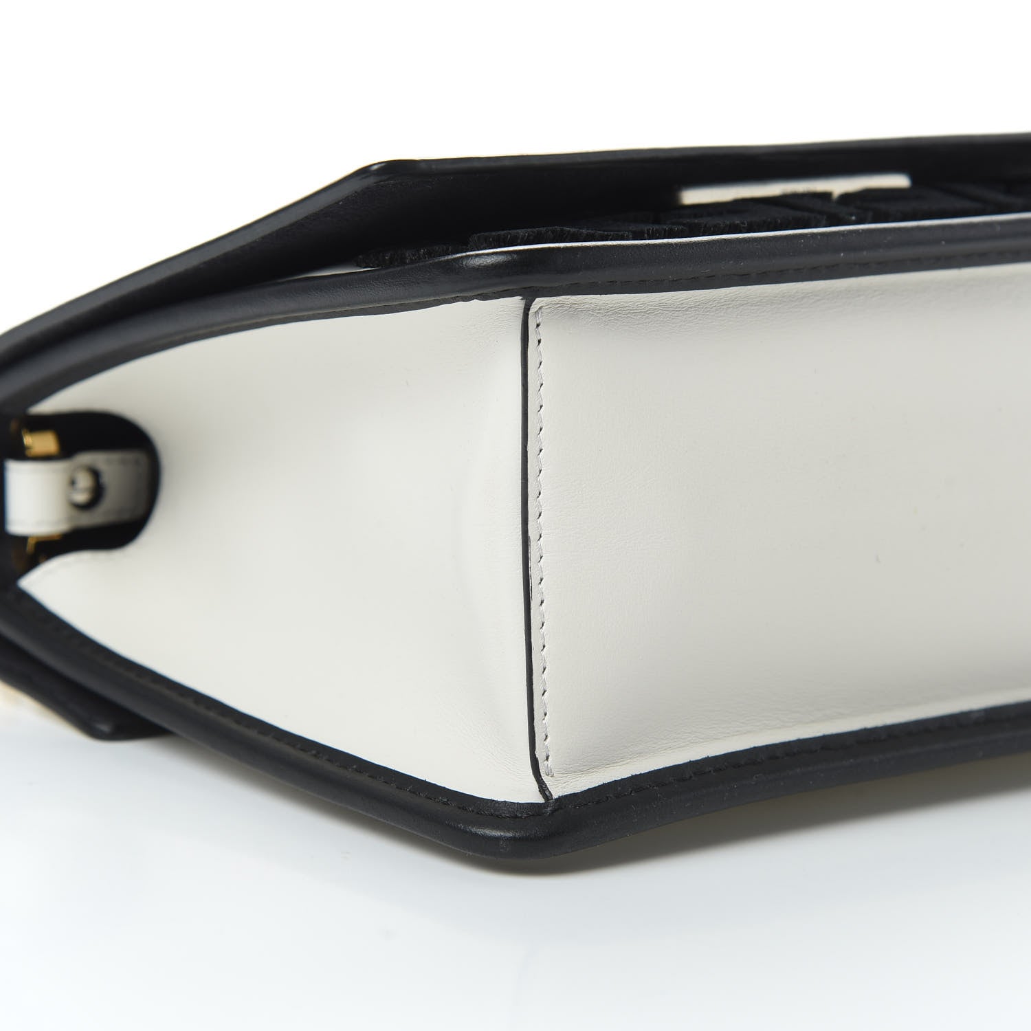 Fendi Vitello Century Velvet F is Fendi FF Embroidered Small Kan I Shoulder Bag White Black 10 of 12