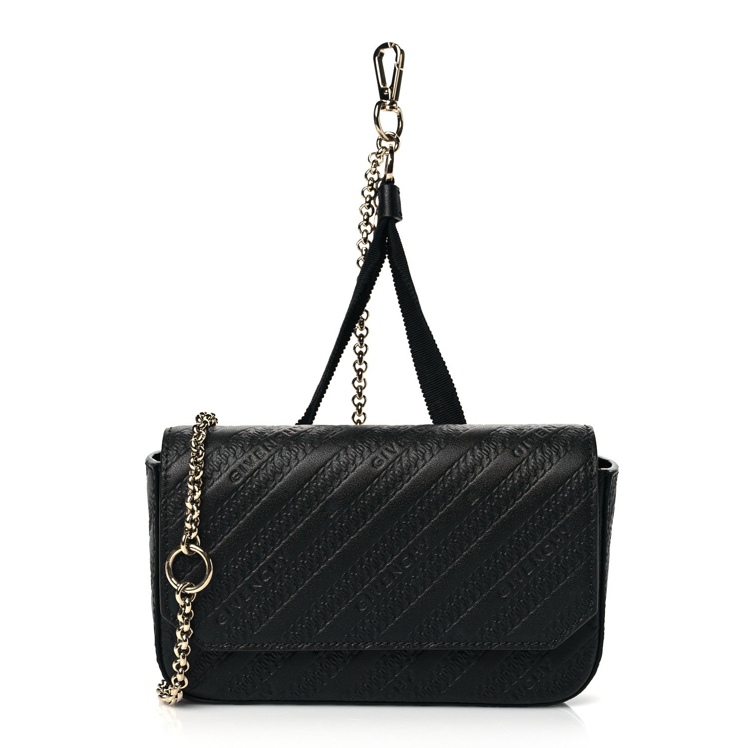 Givenchy Calfskin Embossed Logo Bond Chain Camera Bag Black 1 of 10