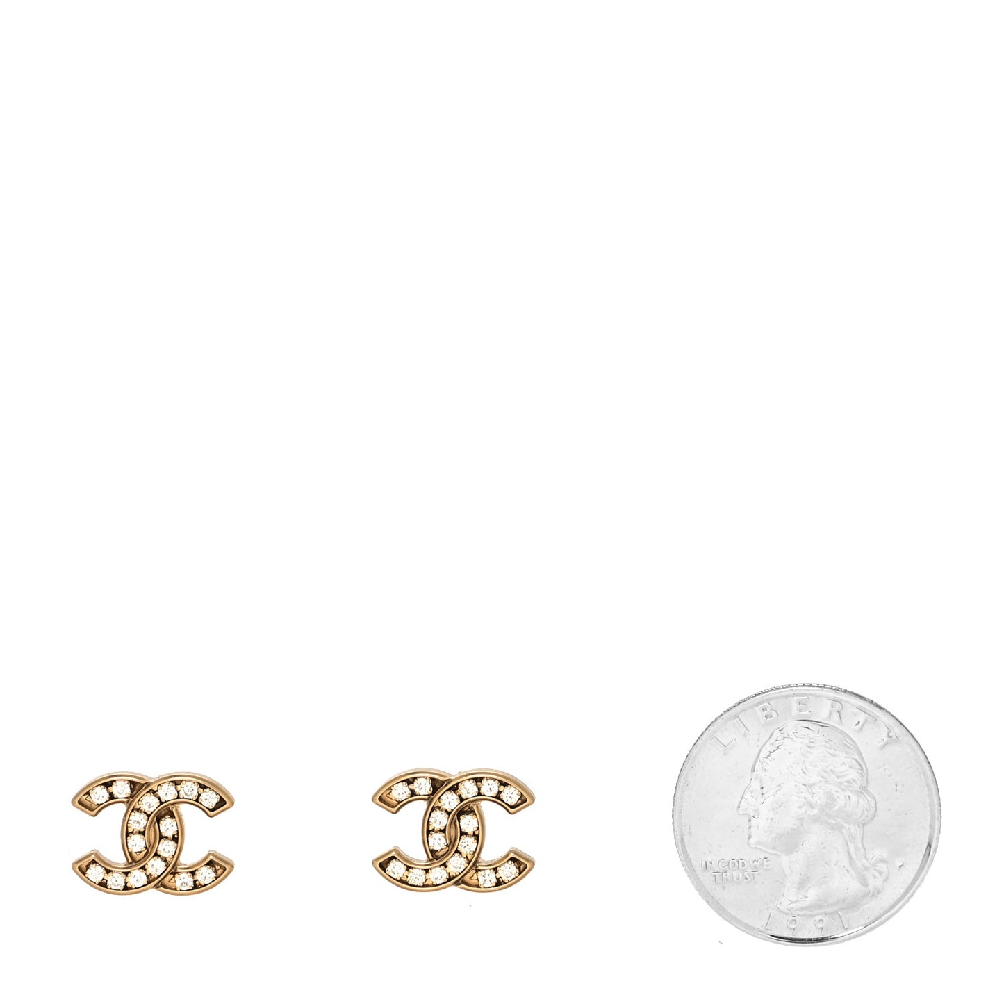 Matte Metal Crystal CC Earrings Gold