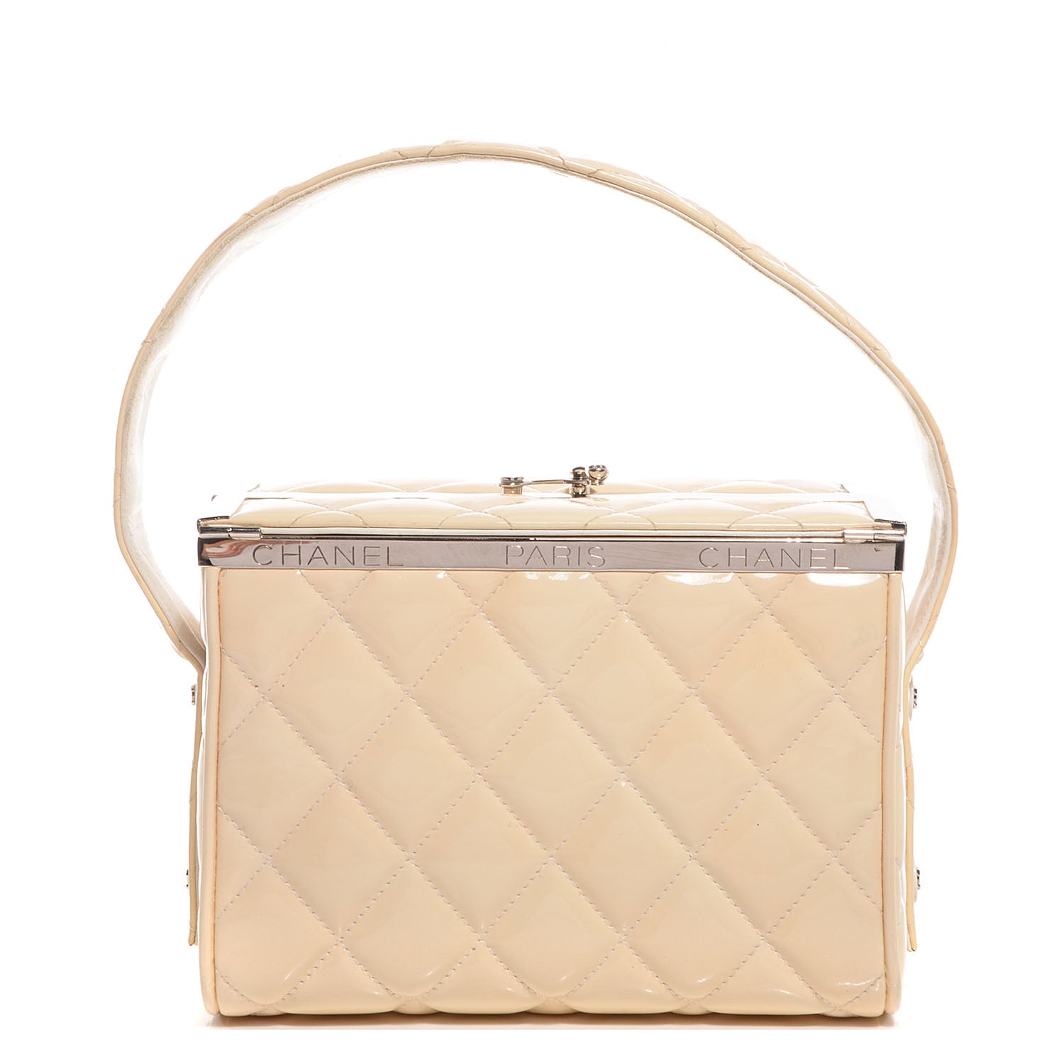 Chanel Patent Quilted Box Bag Beige 1 of 9