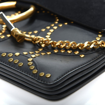 Chloe Calfskin Suede Studded Medium Faye Shoulder Bag Black 8 of 9