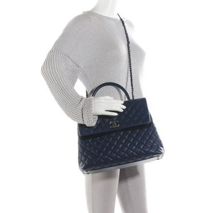 Chanel Caviar Quilted Large Coco Handle Flap Navy 2 of 8