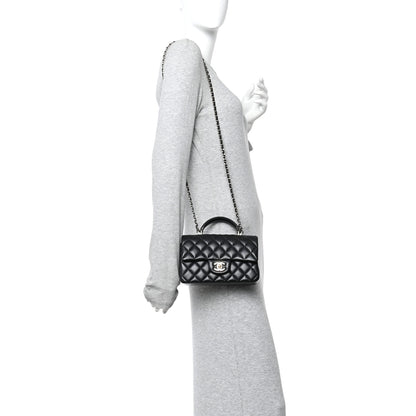 Chanel Lambskin Quilted Mini Top Handle Rectangular Flap Black 2 of 10
