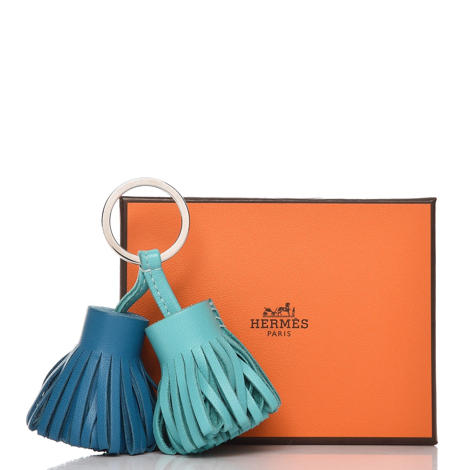 Hermes Lambskin Carmen Uno-Dos Key Holder Bleu Izmir Lagon 4 of 4