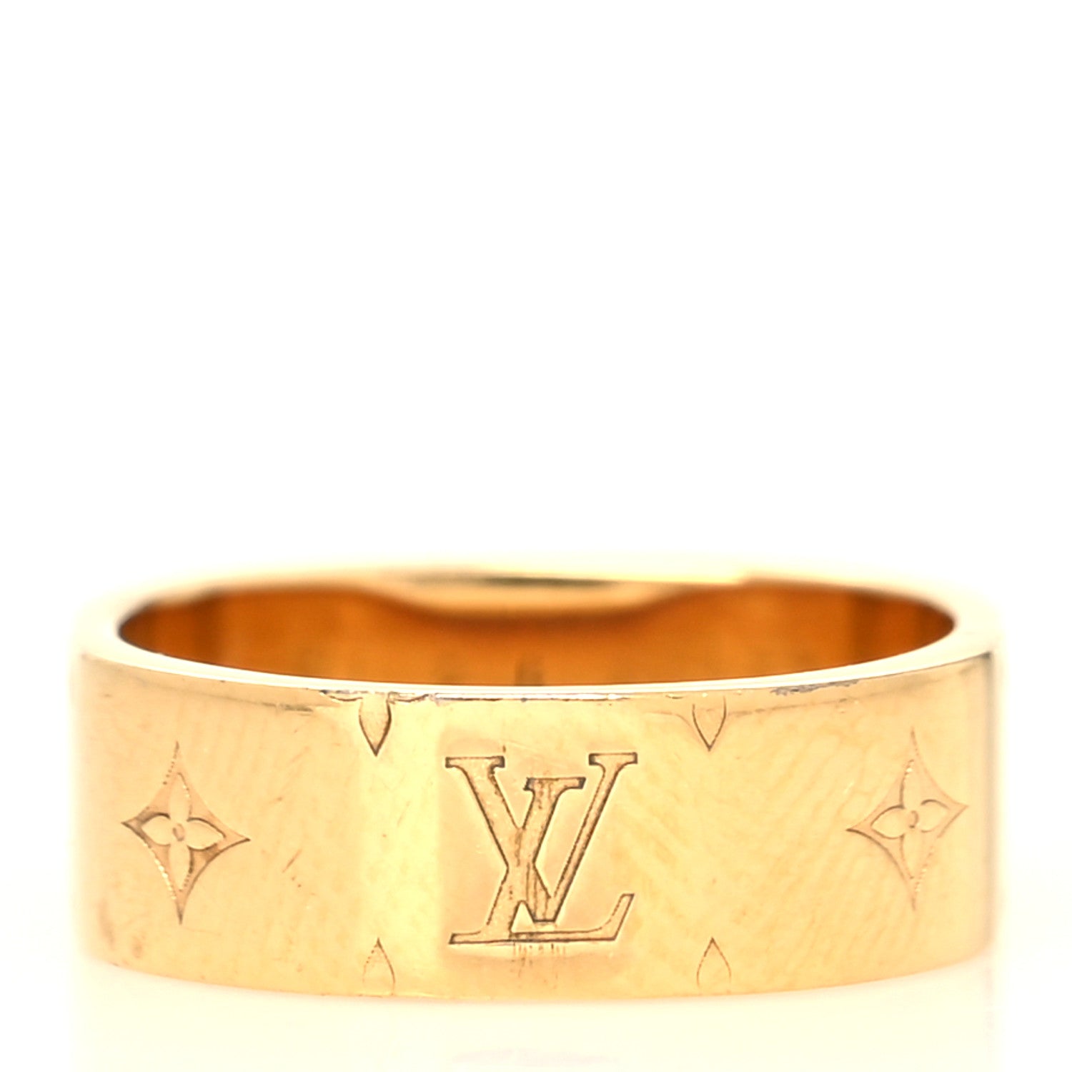 Louis Vuitton Brass Monogram Engraved Nanogram Ring S Gold 3 of 5