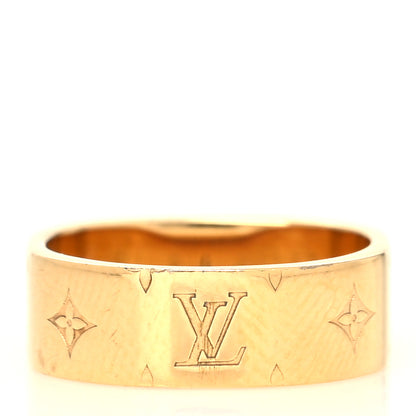 Louis Vuitton Brass Monogram Engraved Nanogram Ring S Gold 3 of 5
