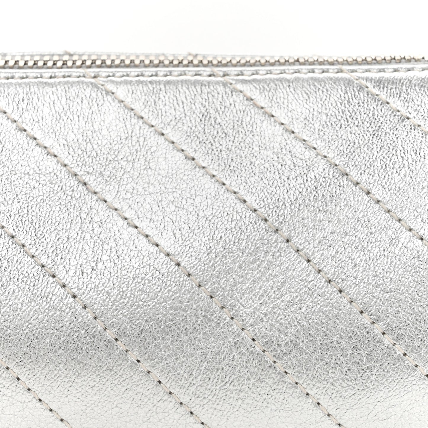 Sakai Be Green Calfskin Diagonal Stitched Mini Blondie Barrel Shoulder Bag Silver