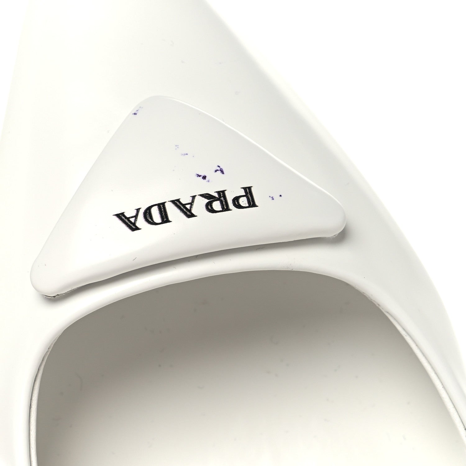 Prada Calfskin Triangle Logo Pointed Toe 75mm Slingback Pumps 38.5 White 9 of 9