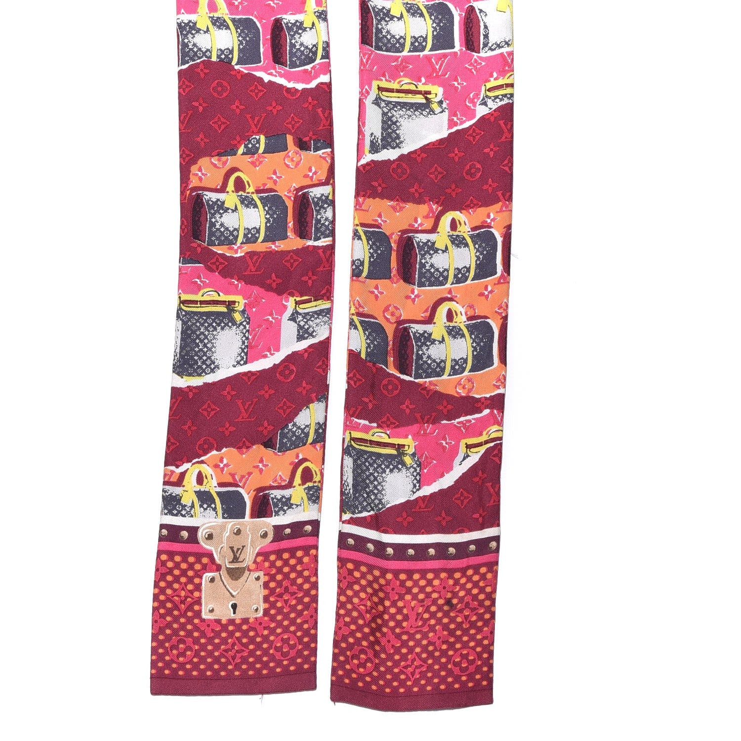 Louis Vuitton Silk Monogram Wallpaper Bandeau Burgundy 3 of 3