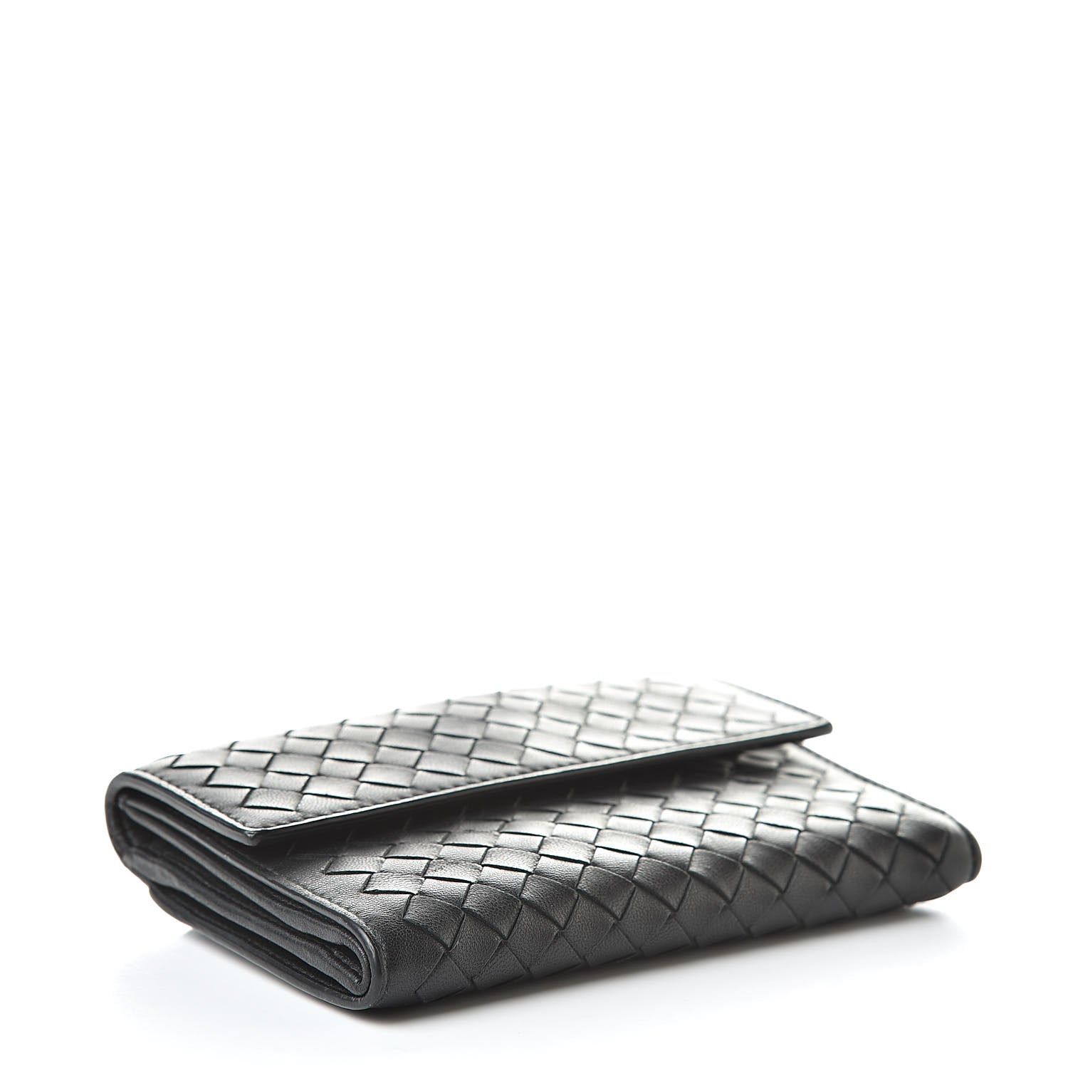 Bottega Veneta Nappa Intrecciato Continental Compact Flap Wallet Black 4 of 9