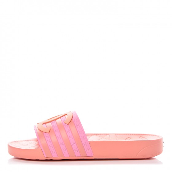 Chanel Rubber CC Flat Slide Sandals 35 Orange Pink 2 of 11